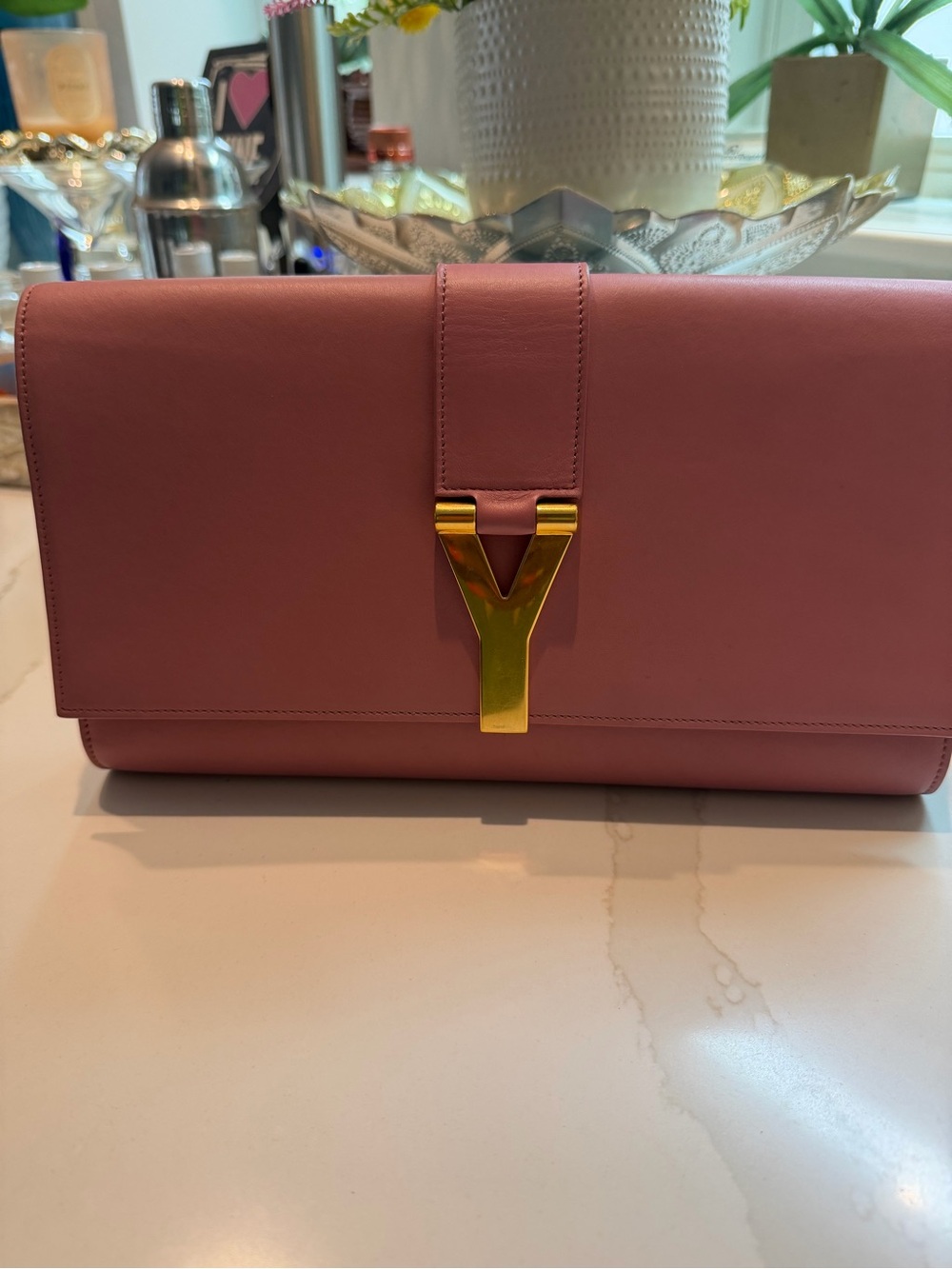 Authentic YSL Pink Leather Clutch